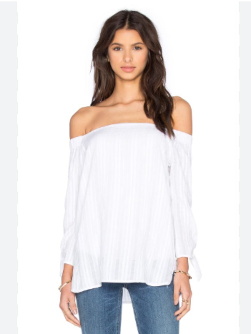 Bailey 44 Yarrow White Off-Shoulder Three-Quarter Sleeve Top Size Small